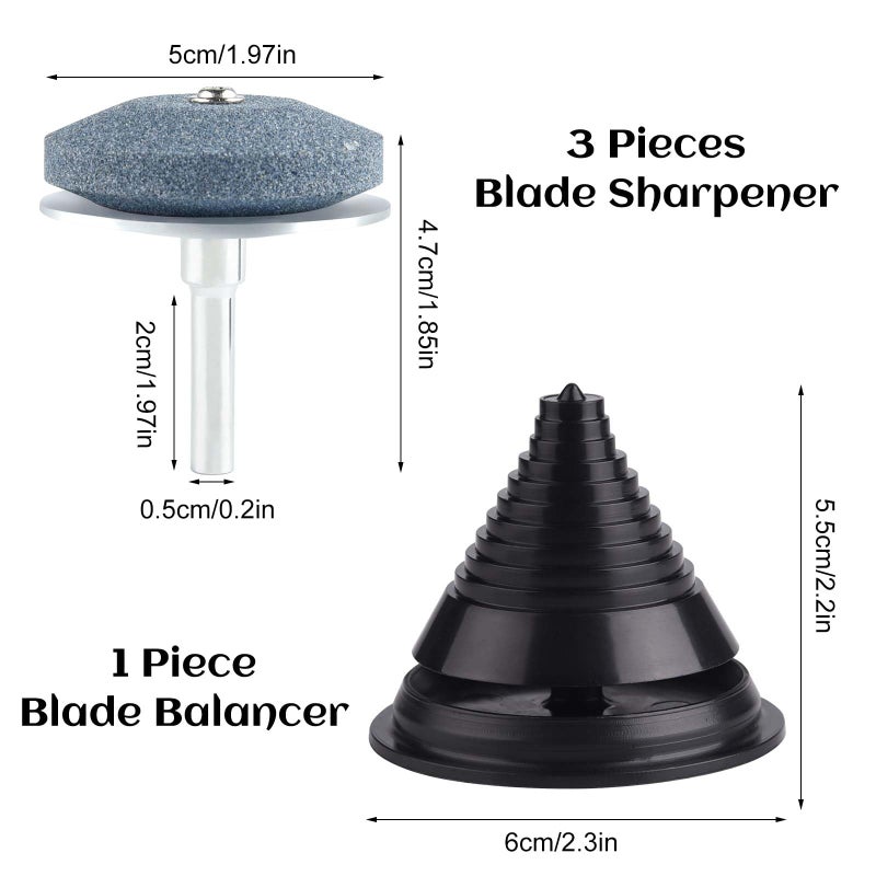 ASTARON 4 PCS Lawn Mower Blade Sharpener(UPGRADED) for Drill and Lawn Mower Blade Balancer Set, Universal Rotary Lawn Mower Sharpener Blade Whetstone for Power Drill Hand Dril - Image 2